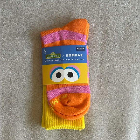 Bombas Accessories - Bombas Sesame Street “Big Bird “Striped Socks - Orange, Pink, Yellow